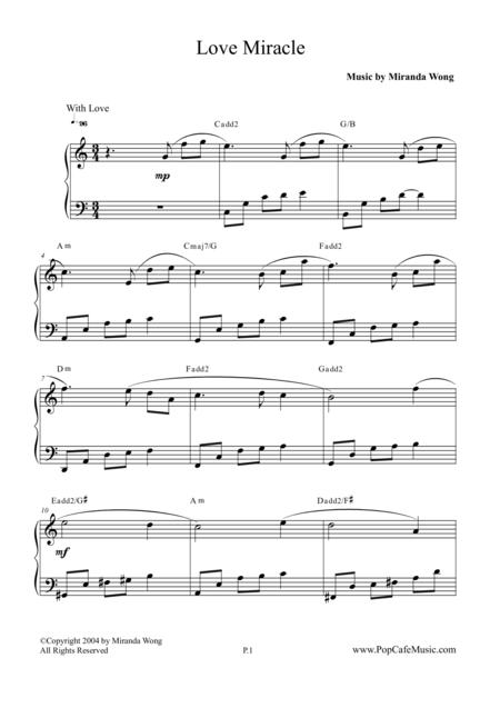 Love Miracle Wedding Piano Music Sheet Music