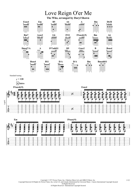 Love Reign O Er Me The Who For Solo Fingerstyle Guitar Sheet Music