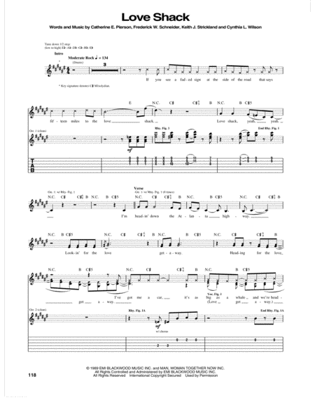 Free Sheet Music Love Shack