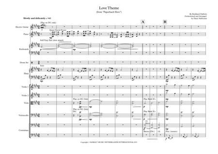 Free Sheet Music Love Theme From Paperback Hero Original Score Orchestration