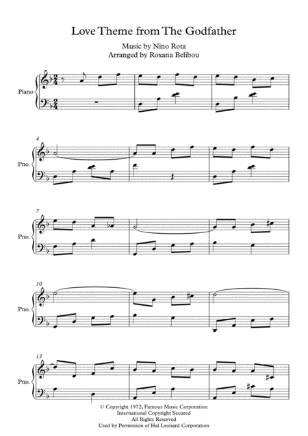 Love Theme From The Godfather Piano Sheet Music