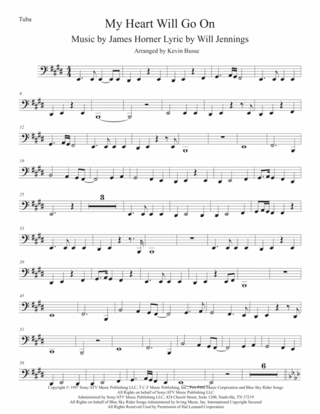 Free Sheet Music Love Theme From Titanic Original Key Tuba