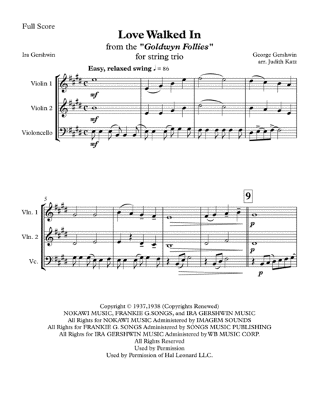 Free Sheet Music Love Walked In From Goldwyn Follies For String Trio