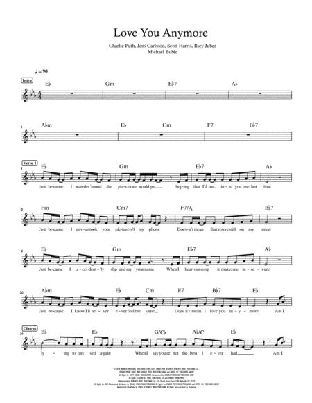 Free Sheet Music Love You Anymore Eb