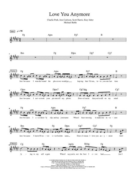 Free Sheet Music Love You Anymore F