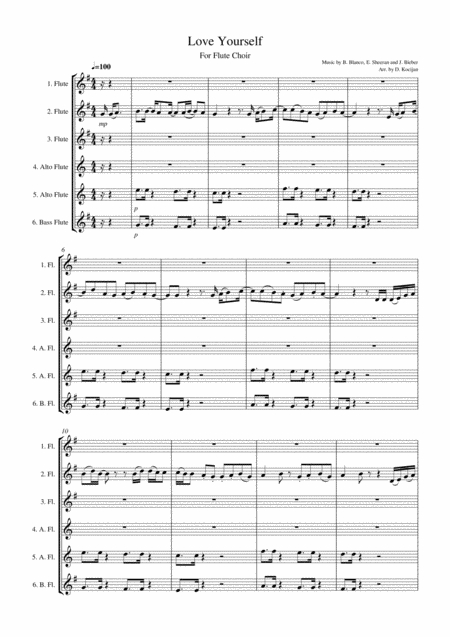 Love Yourself For Flute Choir Sheet Music