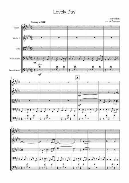 Free Sheet Music Lovely Day String Quintet String Orchestra