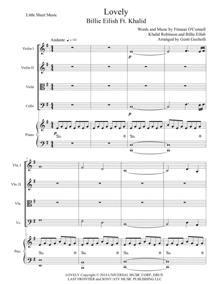 Free Sheet Music Lovely String Quartet Piano