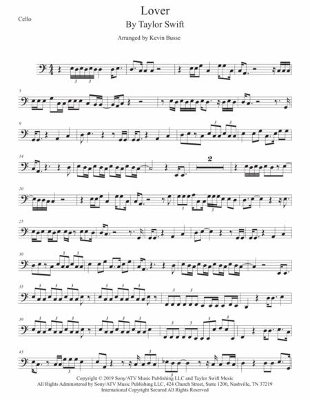 Lover Easy Key Of C Cello Sheet Music