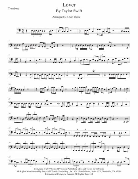 Lover Easy Key Of C Trombone Sheet Music