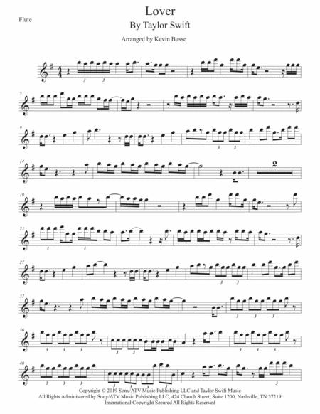 Lover Original Key Flute Sheet Music