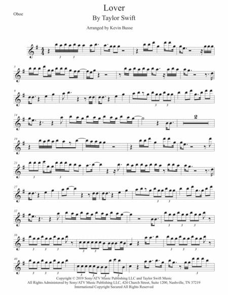 Lover Original Key Oboe Sheet Music