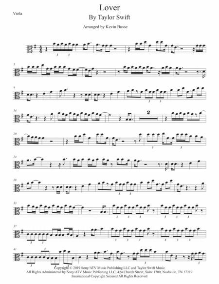 Lover Original Key Viola Sheet Music