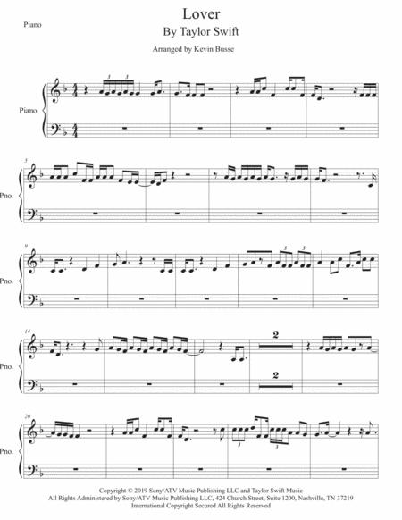 Lover Piano Sheet Music