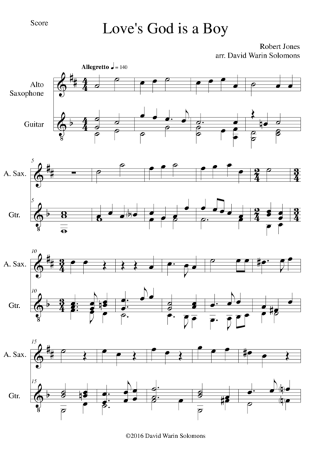Free Sheet Music Loves God Is A Boy For Alto Saxophone And Guitar