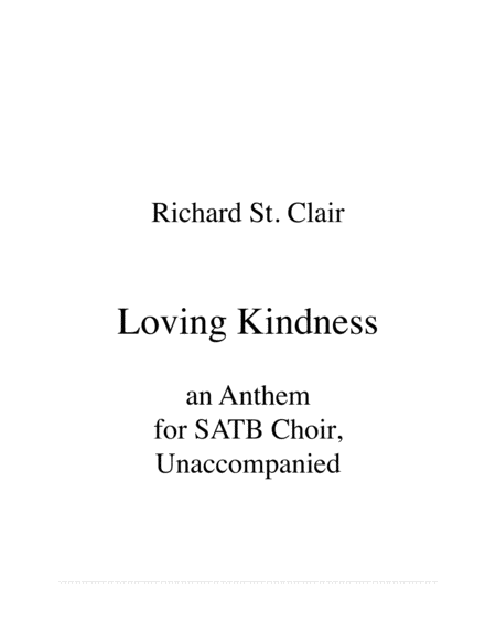 Loving Kindness An Anthem For Satb Choir Unaccompanied Sheet Music