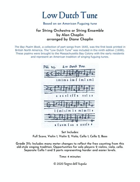 Free Sheet Music Low Dutch Tune For String Orchestra