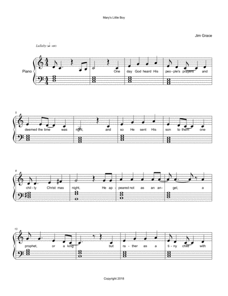 Free Sheet Music Ltlle Christmas Boy