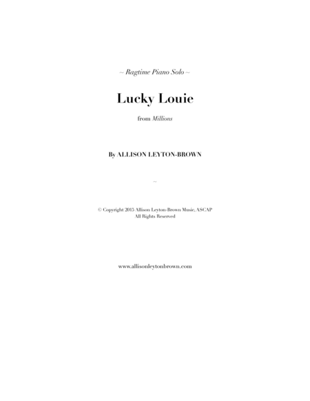 Free Sheet Music Lucky Louie A Ragtime Piano Solo By Allison Leyton Brown