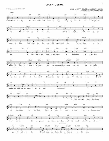 Free Sheet Music Lucky To Be Me From On The Town