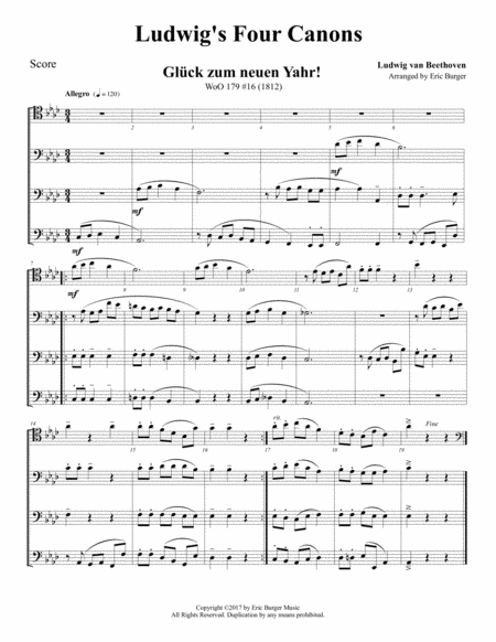 Ludwigs Four Canons For Trombone Or Low Brass Quartet Sheet Music