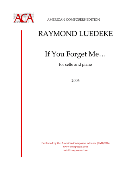 Luedeke If You Forget Me Cello And Piano Sheet Music