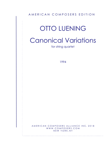 Luening Canonical Variations Sheet Music