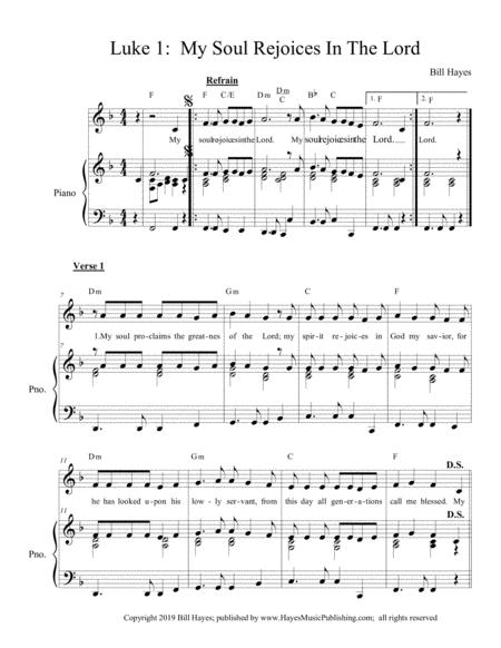 Luke 1 My Soul Rejoices In The Lord Piano Vocal Sheet Music