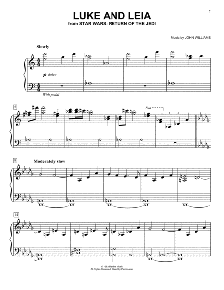 Luke And Leia From Star Wars Sheet Music