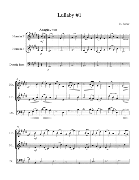 Lullaby 1 51 For Horns String Bass Sheet Music