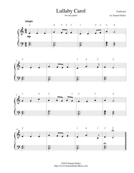 Lullaby Carol Lullaby Jesus For Easy Piano Sheet Music