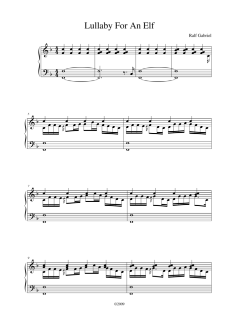 Free Sheet Music Lullaby For An Elf