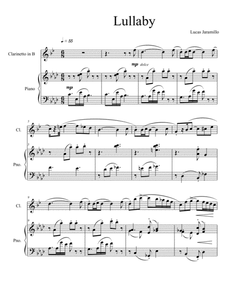 Lullaby For Clarinet And Piano Sheet Music