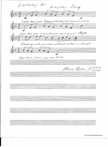 Lullaby For Kayla Sheet Music