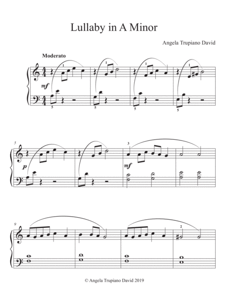 Free Sheet Music Lullaby In A Minor