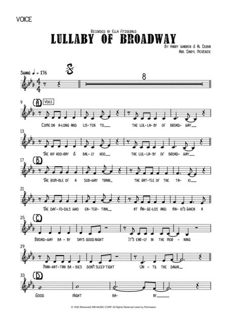 Free Sheet Music Lullaby Of Broadway Ella Fitzgerald Female Vocal With Big Band Or Small Band Key Of Eb