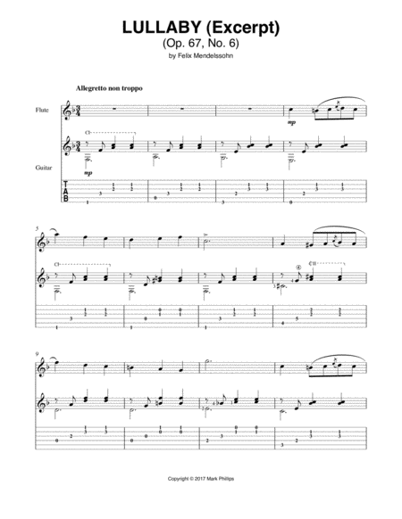 Free Sheet Music Lullaby Songs Without Words Op 67 No 6