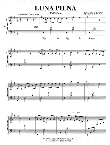 Free Sheet Music Luna Piena Full Moon