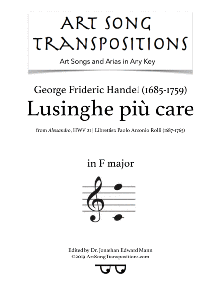 Lusinghe Pi Care Transposed To F Major Sheet Music