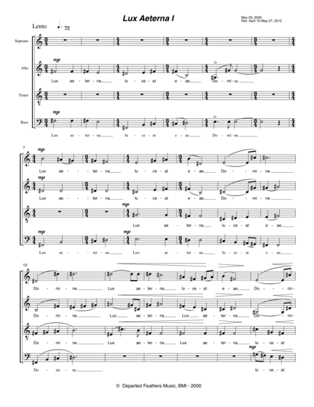 Free Sheet Music Lux Aeterna I Ii Iii Iv V 2000 2010 For Satb A Cappella Chorus Full Score