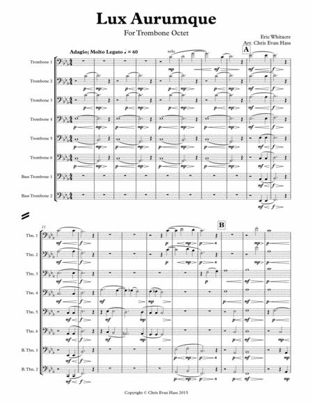 Lux Aurumque For Trombone Choir Sheet Music