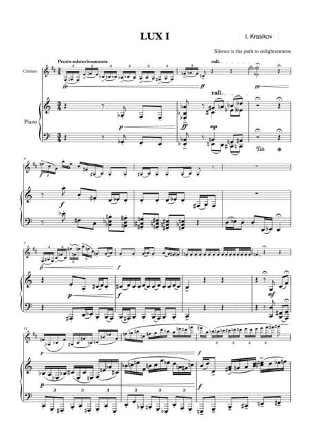 Free Sheet Music Lux I For Clarinet And Piano