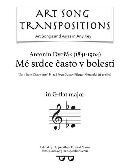 Free Sheet Music M Srdce Asto V Bolesti Transposed To G Flat Major