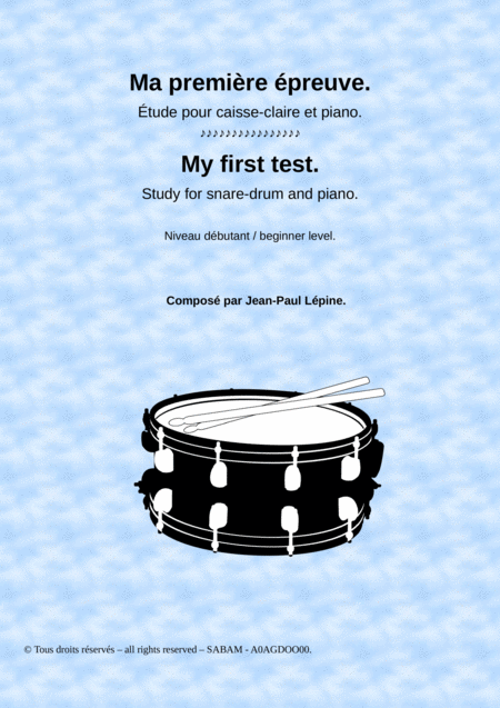 Free Sheet Music Ma Premire Preuve My First Test