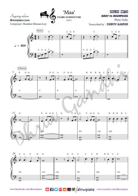 Free Sheet Music Maa Piano Arrangement Easy To Advanced