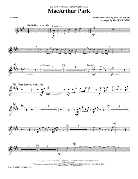 Macarthur Park Arr Mark Brymer Trumpet 1 Sheet Music