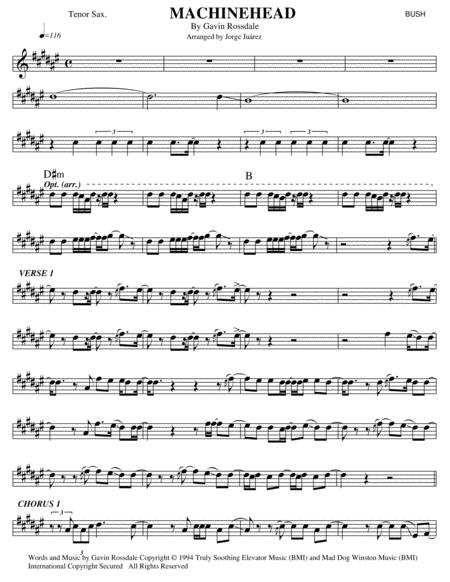 Free Sheet Music Machinehead Tenor Sax