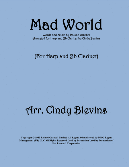 Mad World Arranged For Harp And Bb Clarinet Sheet Music