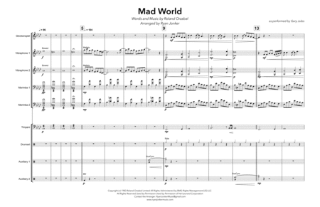 Free Sheet Music Mad World Percussion Ensemble