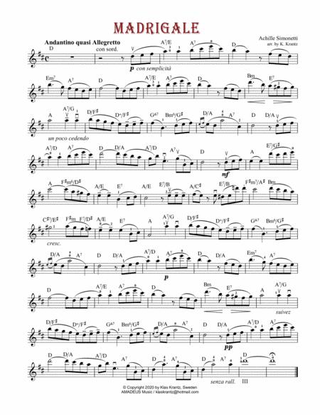 Madrigale Worksheet With Guitar Chords Sheet Music